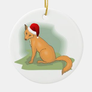 Ornamento De Cerâmica Papais noeis Festivos Raposa Óbvia