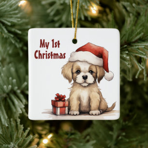 Ornamento De Cerâmica Papais noeis Fofos Personalizados Cachorro Cachorr