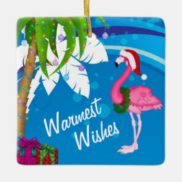 Ornamento De Cerâmica Papais noeis Fofos Personalizados Flamingo Beach C