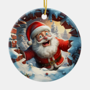 Ornamento De Cerâmica Papais noeis giros 3D