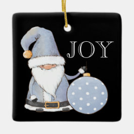 Ornamento De Cerâmica Papais noeis Gnome JOY, Name & Date Square Natal