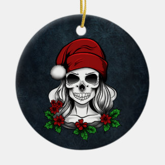 Ornamento De Cerâmica Papais noeis Gótica Whimsical Natal Skull