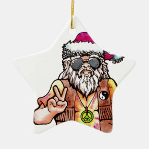 Ornamento De Cerâmica Papais noeis Hippie