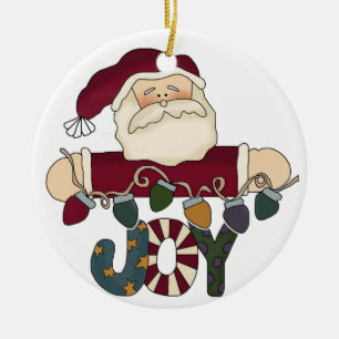 Ornamento De Cerâmica Papais noeis Joy Keepsasaame Ornament