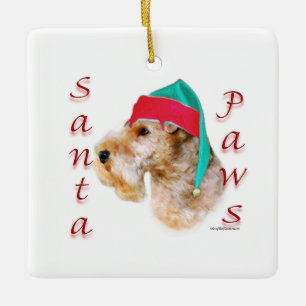 Ornamento De Cerâmica Papais noeis Lakeland Terrier Paws