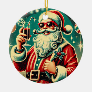 Ornamento De Cerâmica Papais noeis legal Feliz Natal