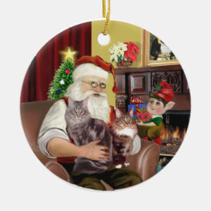 Ornamento De Cerâmica Papais noeis - Maine Coon cat 10