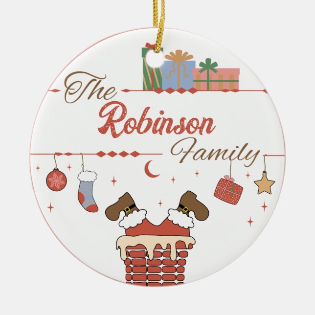 Ornamento De Cerâmica Papais noeis no Natal da Chaminé (Frente)