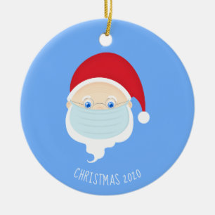 Ornamento De Cerâmica Papais noeis no Rosto Mask Natal 2020