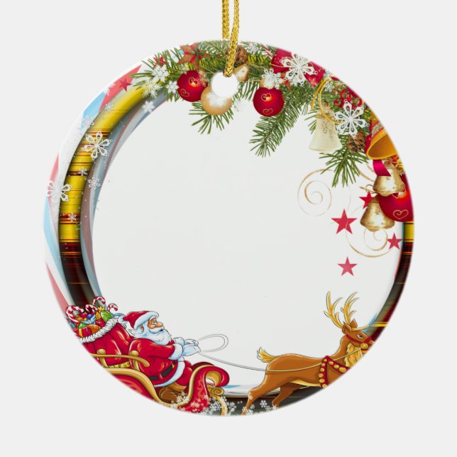 Ornamento De Cerâmica Papais noeis No Seu Caminho (Frente)