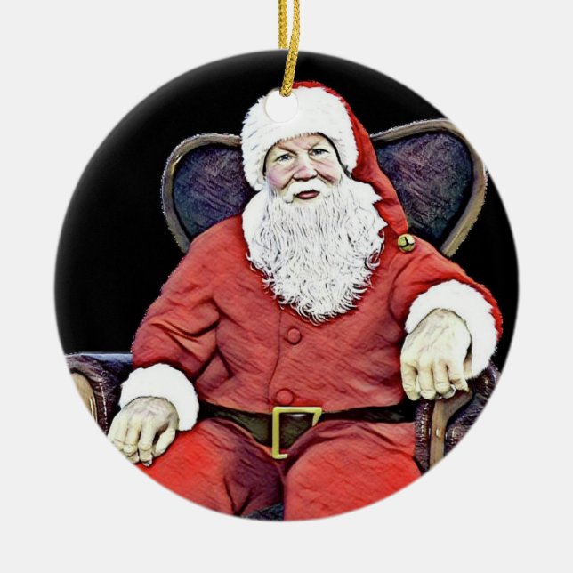 Ornamento De Cerâmica Papais noeis Observando (Frente)