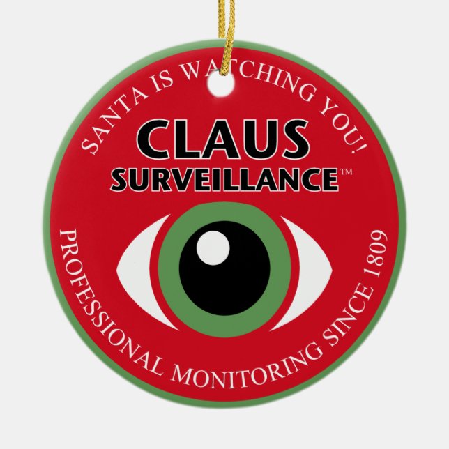 Ornamento De Cerâmica Papais noeis Observando (Frente)