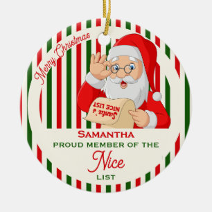 Ornamento De Cerâmica Papais noeis Pai Natal Lista Nice Membro Orgulhoso