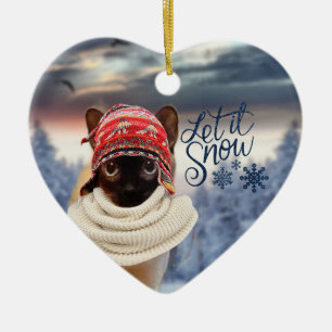 Ornamento De Cerâmica Papais noeis para gatos tonineses adoráveis Enfeit