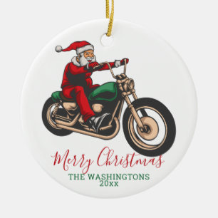 Ornamento De Cerâmica Papais noeis personalizados Biker Natal