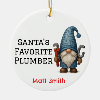 Ornamento De Cerâmica Papais noeis Personalizados: Canalizador/Handyman 