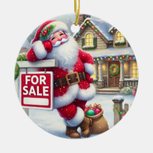 Ornamento De Cerâmica Papais noeis personalizados como agente imobiliári