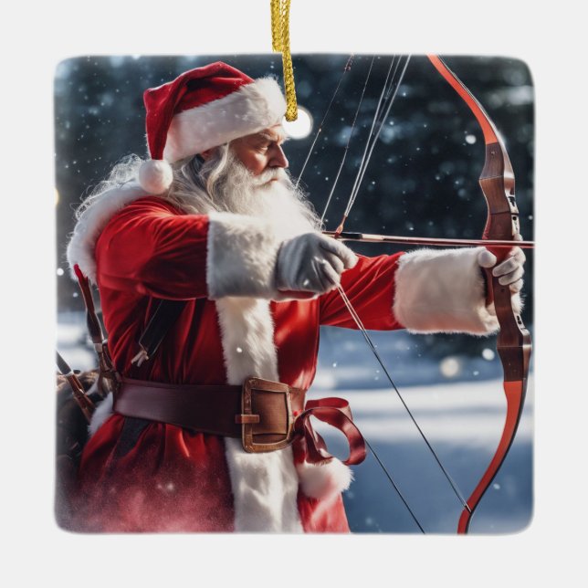 Ornamento De Cerâmica Papais noeis Personalizados Fazendo Arquivamento (Frente)