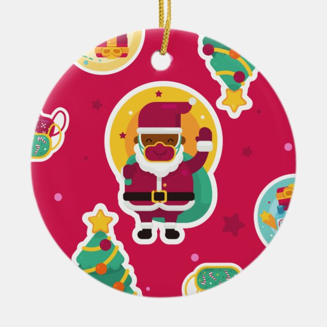 Ornamento De Cerâmica papais noeis pretos de máscara de espuma (Frente)