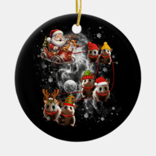 Ornamento De Cerâmica Papais noeis Riding Ogambm Reindeer Sleigh Christm