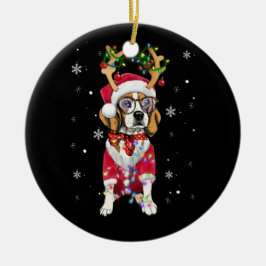Ornamento De Cerâmica Papais noeis Sapos Beagle Dons de Natal