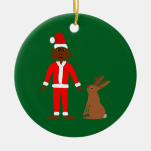 Ornamento De Cerâmica Papais noeis Sasquatch e Jackalope - Natal Persona