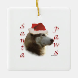 Ornamento De Cerâmica Papais noeis Siberian Husky Paws