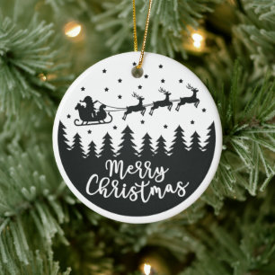 Ornamento De Cerâmica Papais noeis Silhouette Merry Christmas Cerâmica