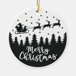 Ornamento De Cerâmica Papais noeis Silhouette Merry Christmas Cerâmica O