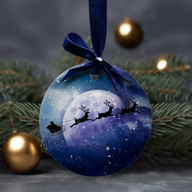 Ornamento De Cerâmica Papais noeis Sleigh | Fantasy Galaxy Night Sky (Criador carregado)