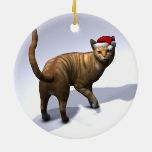 Ornamento De Cerâmica Papais noeis Tabby Laranja