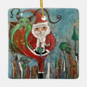 Ornamento De Cerâmica Papais noeis travesseiros ou legais e arte Krampus