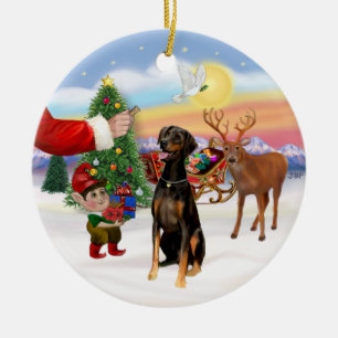 Ornamento De Cerâmica Papais noeis Treat - Doberman Pinscher (ouvidos na