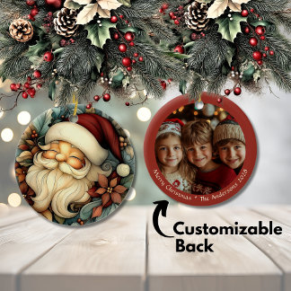 Ornamento De Cerâmica Papais noeis Vintage charmosos Natal personalizáve