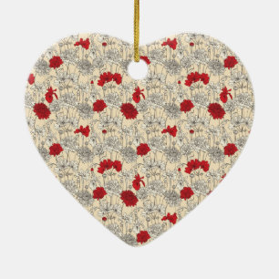 Ornamento De Cerâmica Papas Vermelhas Natal Floral