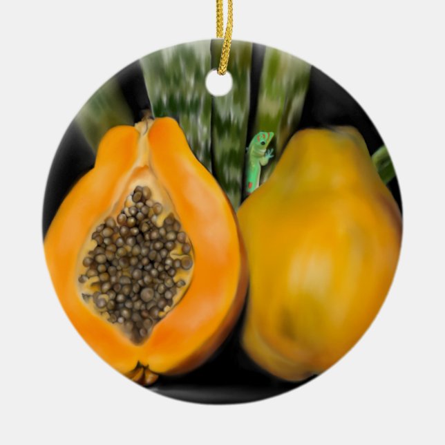 Ornamento De Cerâmica Papaya Gecko (Frente)