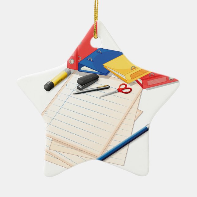 Ornamento De Cerâmica Papéis e outros materiais de escritório (Frente)