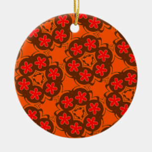 Ornamento De Cerâmica papel de parede retrô laranja 1970