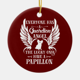 Ornamento De Cerâmica Papillon, cão guardião