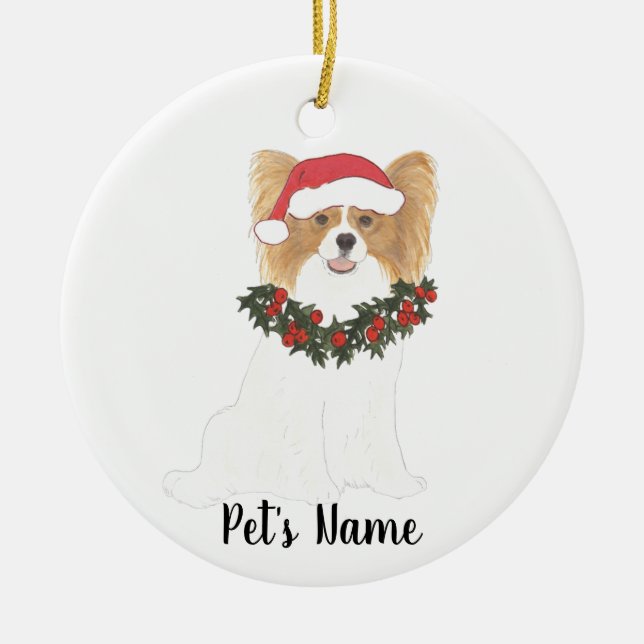 Ornamento De Cerâmica Papillon Personalizado (Vermelho e Branco) (Frente)