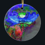 Ornamento De Cerâmica Papoila azul, abstrato azul<br><div class="desc">Uma pintura de aquarela com uma papoila abstrato azul. Trabalho original de H. Cooper.</div>