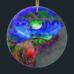 Ornamento De Cerâmica Papoila azul, abstrato azul<br><div class="desc">Uma pintura de aquarela com uma papoila abstrato azul. Trabalho original de H. Cooper.</div>