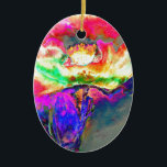 Ornamento De Cerâmica Papoila-flor-rosa-amarela-abstrato elegante<br><div class="desc">pintura romântica de papoila amarela impressionista por H Cooper</div>