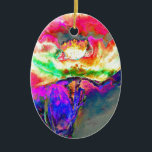 Ornamento De Cerâmica Papoila-flor-rosa-amarela-abstrato elegante<br><div class="desc">pintura romântica de papoila amarela impressionista por H Cooper</div>