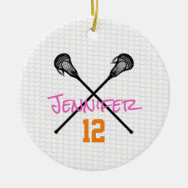 Ornamento De Cerâmica Paquímetros de Lacrosse Nome Número Esportes Menin