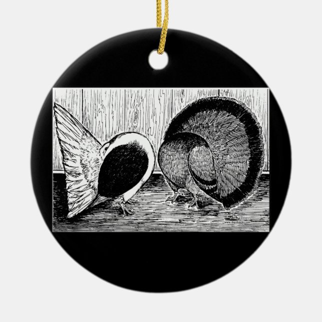 Ornamento De Cerâmica Par Fantail (Frente)