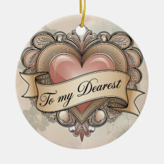 Ornamento De Cerâmica Para Meu Querido: Coração com Design Ornamentado