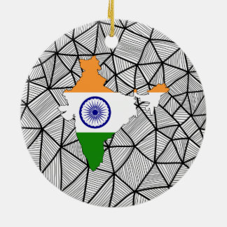 Ornamento De Cerâmica Para miúdos: Bandeira criativa de India com mapa