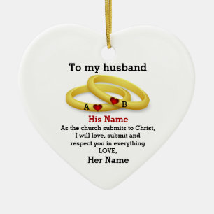 Ornamento De Cerâmica Para o meu marido por ele, monograma de casal de c
