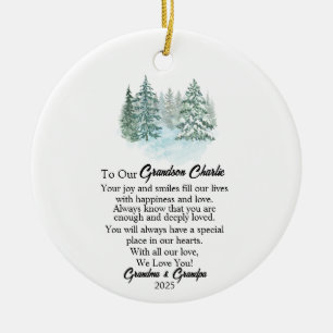 Ornamento De Cerâmica Para o Natal do nosso neto, neto Keepsasaame